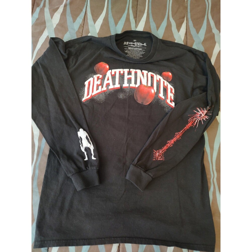 Death Note Anime Long Sleeve T Shirt Black Ryuk Apples Graphic Men's Medium